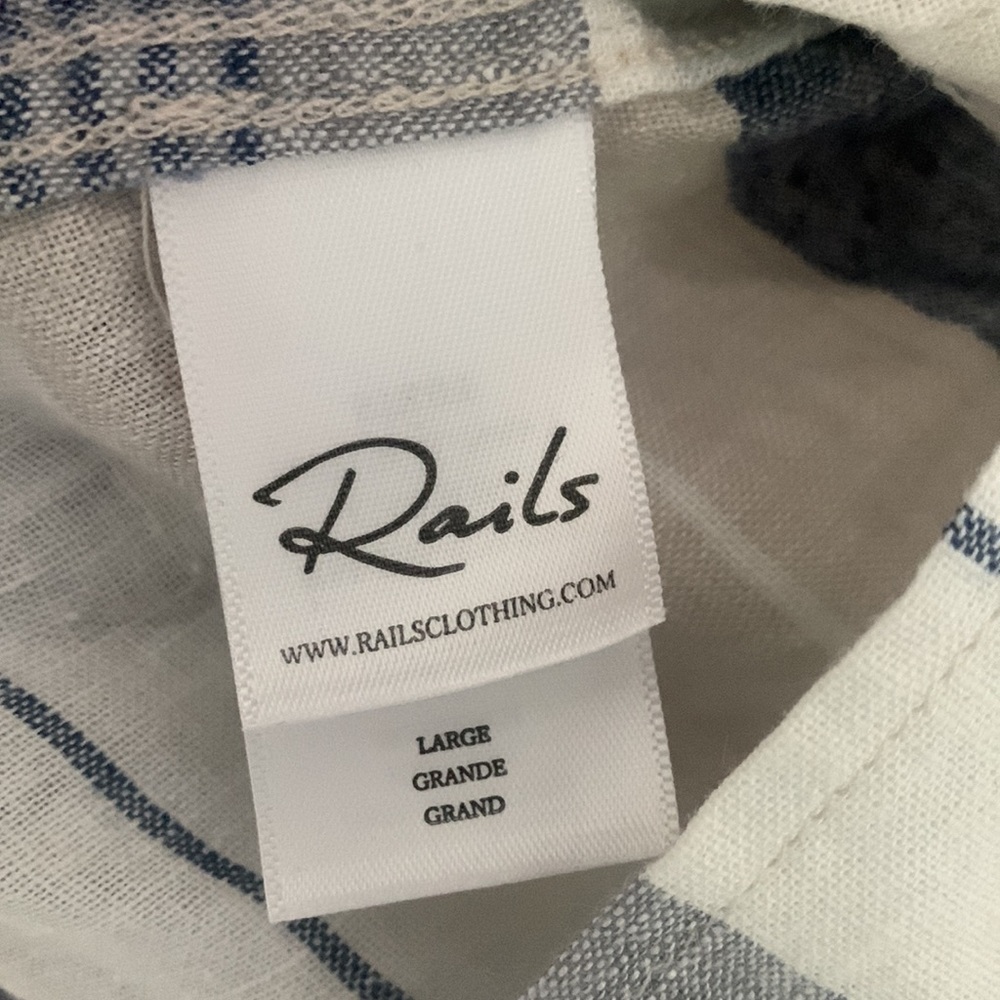 Rails Carson Natural Navy Stripe Button Up Shirt … - image 4